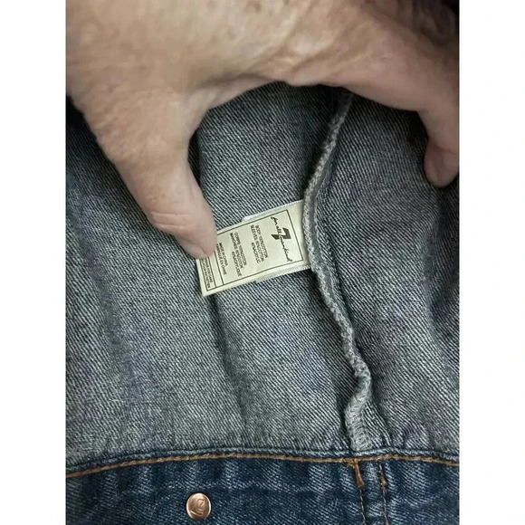 7 For All Mankind Size Medium Denim And Knit Sleeves Jacket - Picture 5 of 9